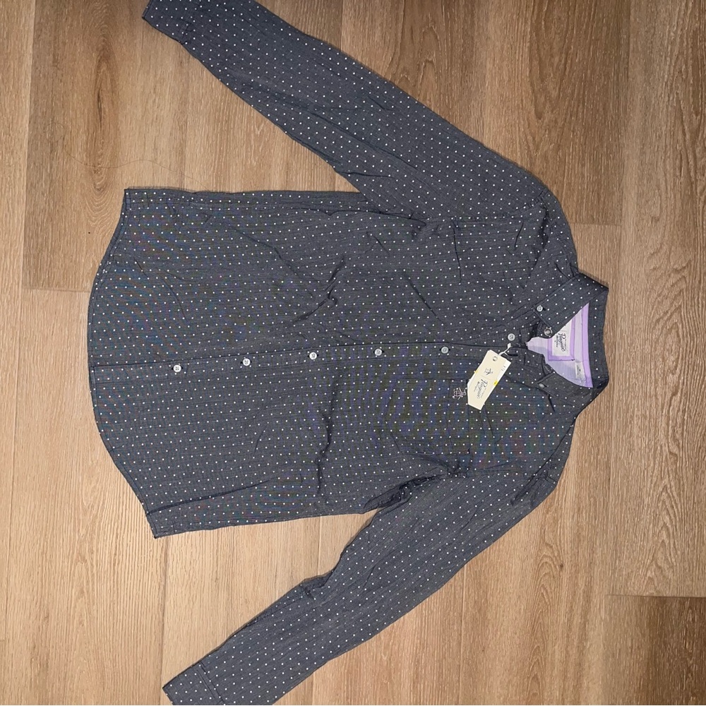 Gray Polka Dot Button-Up Shirt